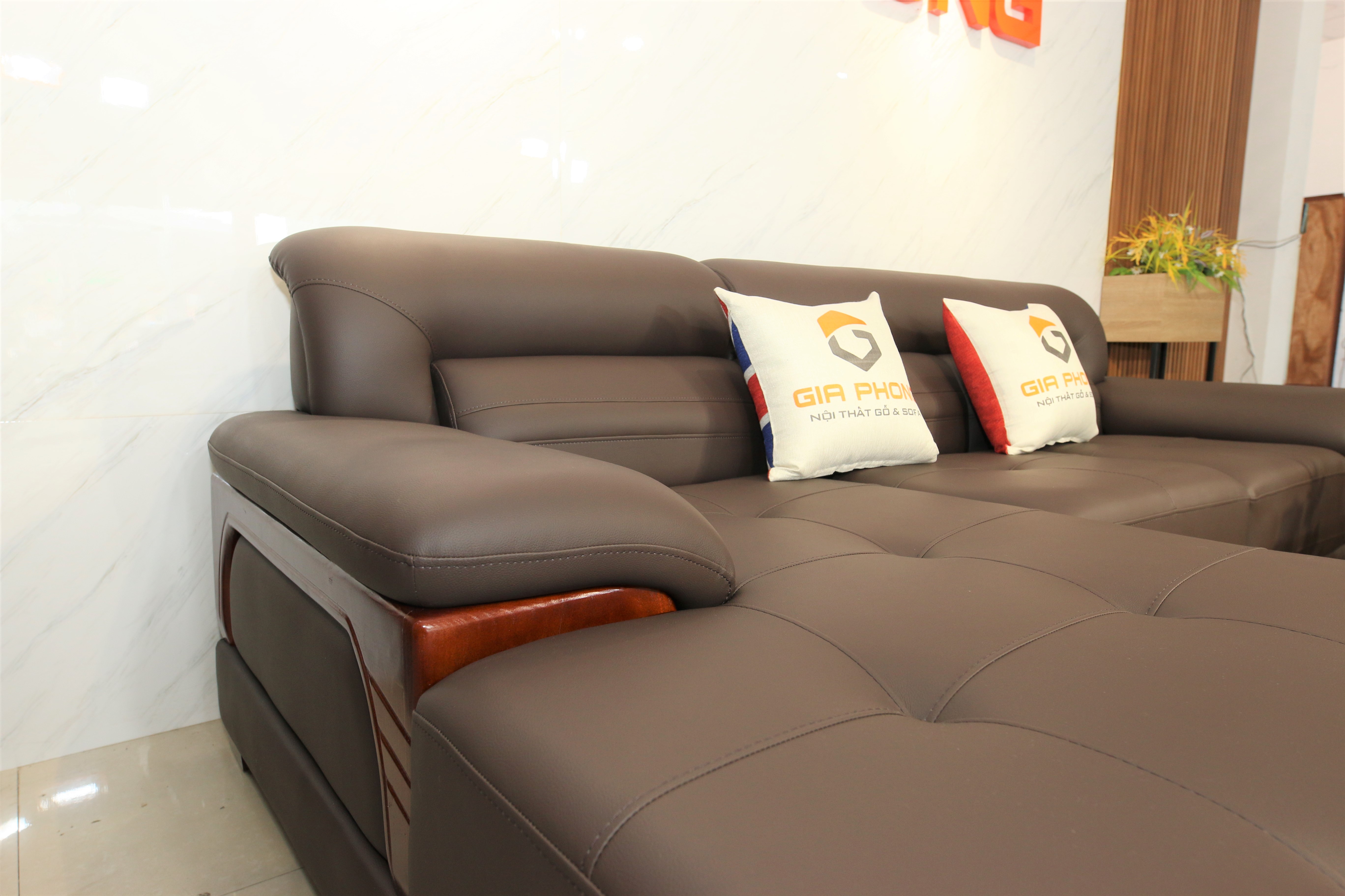 Sofa da tay bọc gỗ SF1407C#