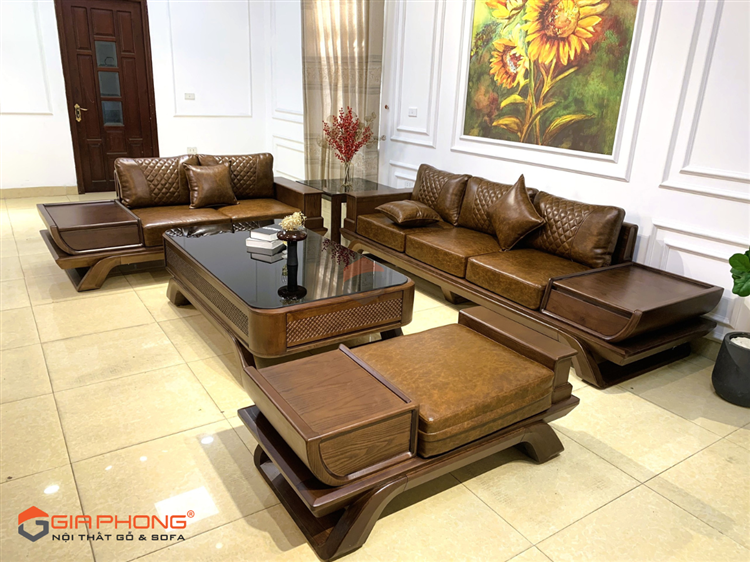 Sofa Gỗ Cánh Sen Chân Uốn