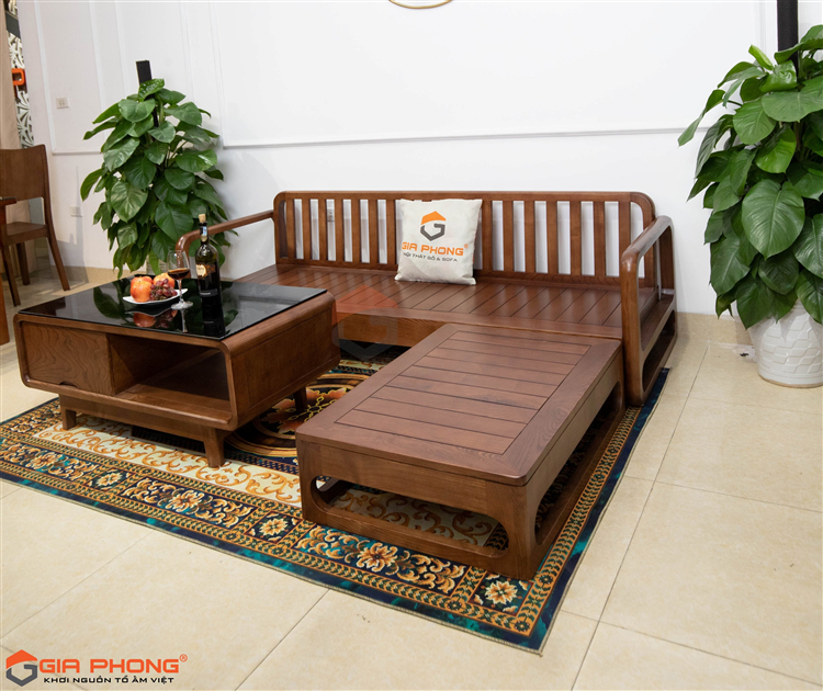 Sofa gỗ sồi PMOC thanh dọc góc L BKS43