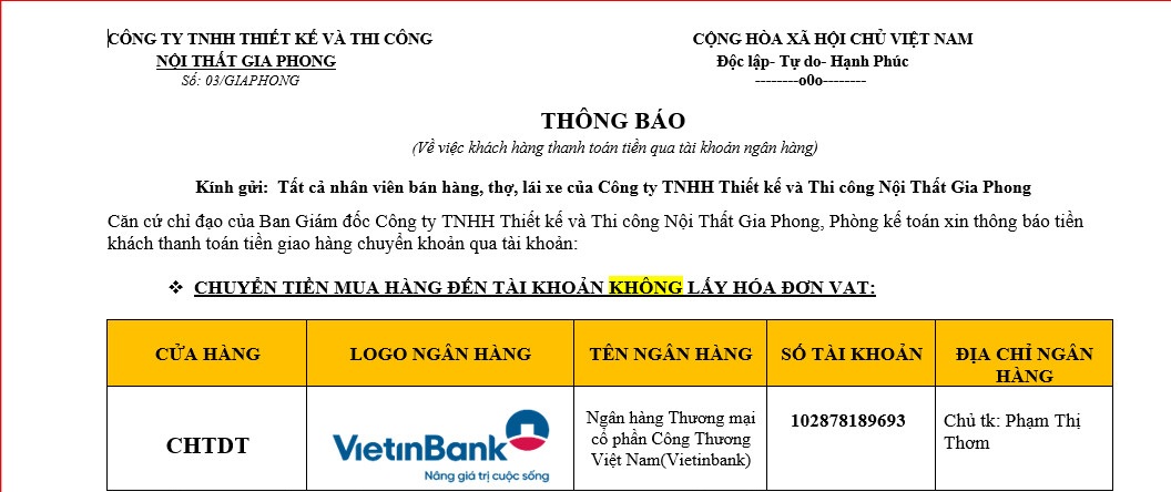 HƯỚNG DẪN MUA HÀNG VÀ THANH TOÁN TẠI NỘI THẤT GIA PHONG