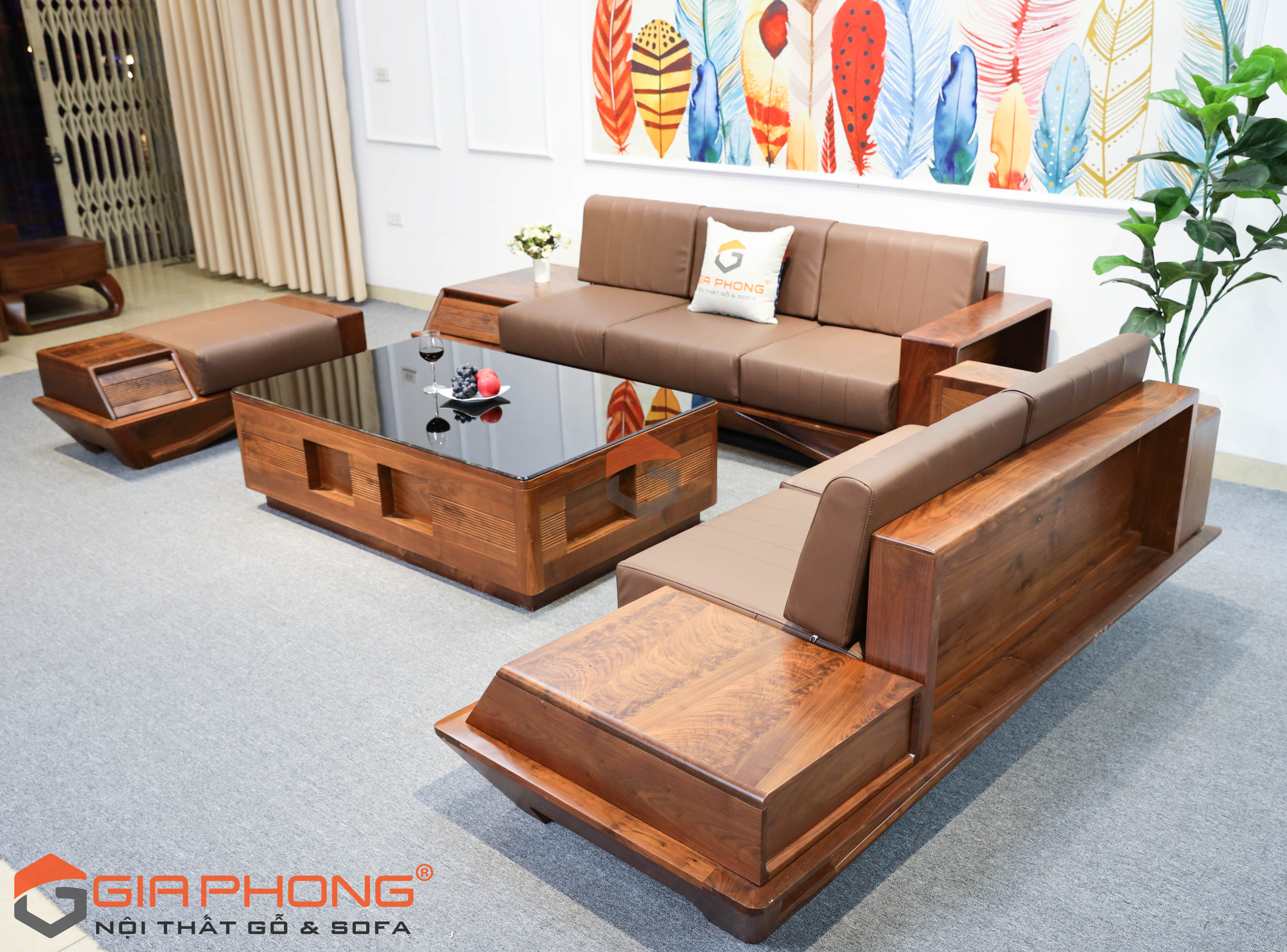 Sofa Gỗ Óc Chó Văng Thuyền