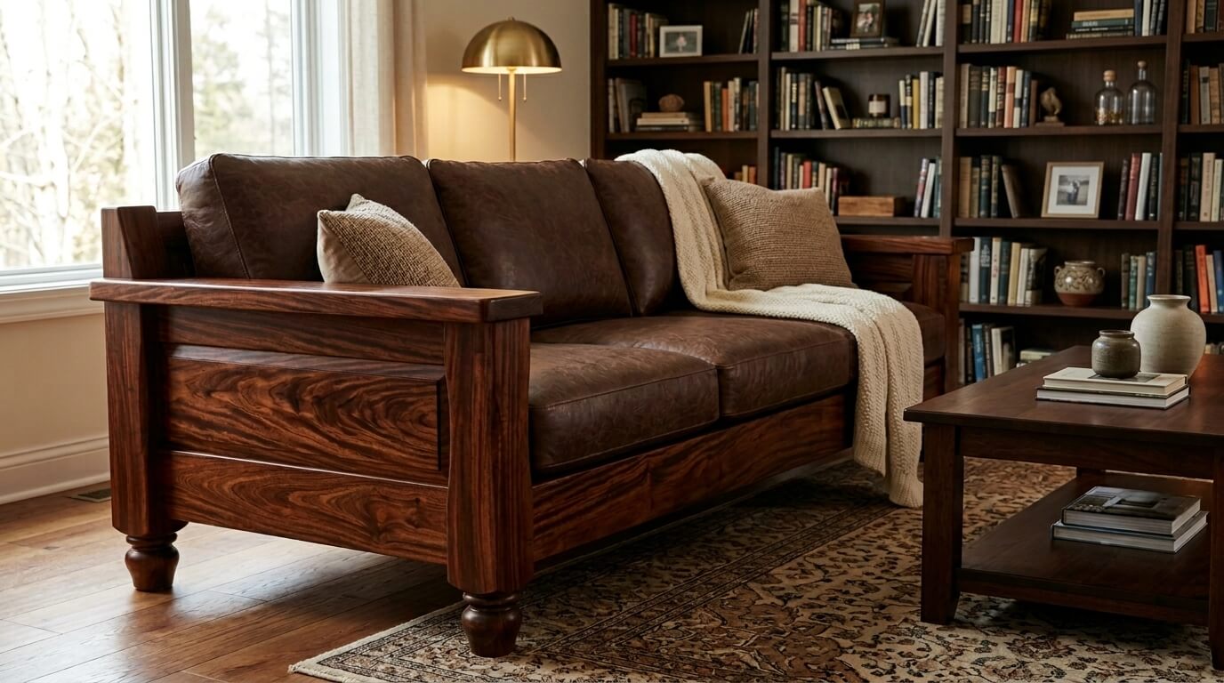 Cận cảnh bộ sofa gỗ nguyên khối tiêu chuẩn với hệ mộng khớp truyền thống khít khao, đảm bảo độ bền "truyền đời" trên 50 năm, khoản đầu tư xứng đáng cho không gian sống đẳng cấp và thịnh vượng