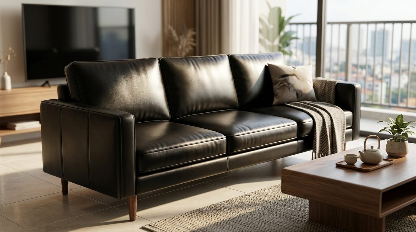 Vẻ đẹp vượt thời gian của Sofa văng đen tối giản, sự lựa chọn "vàng" cho căn hộ chung cư cao cấp cần sự gọn gàng nhưng vẫn đẳng cấp