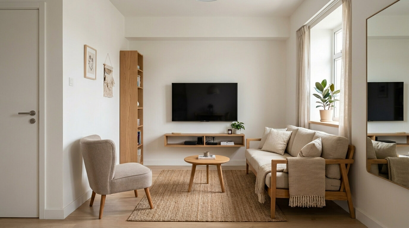 Bí quyết sắp xếp sofa gỗ nguyên khối cho nhà phố nhỏ, tối ưu luồng đi và mang lại vẻ đẹp chuẩn mực, gọn gàng cho phòng khách diện tích khiêm tốn