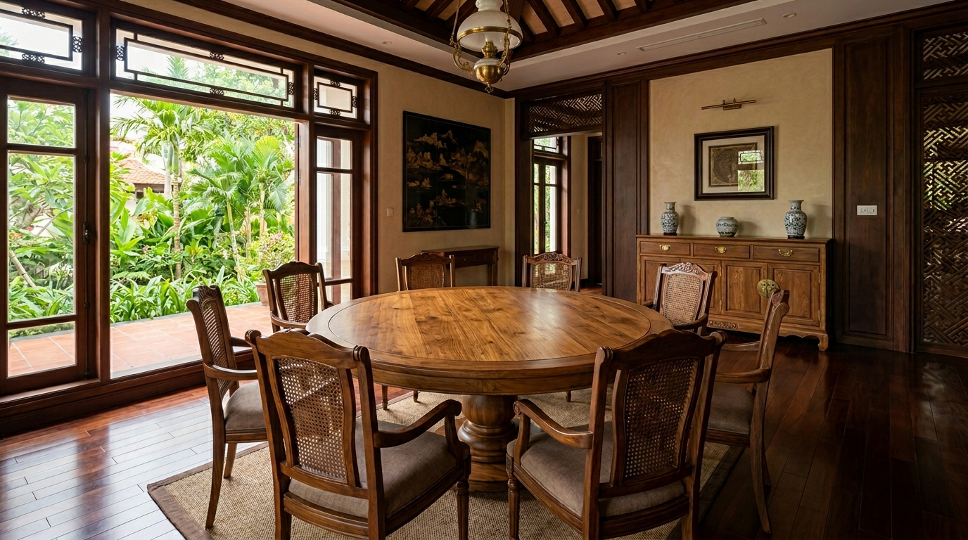 Chi tiết thông số kích thước bàn tròn 8 người chuẩn xác