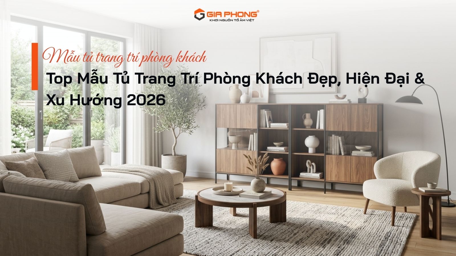 mẫu tủ trang trí phòng khách