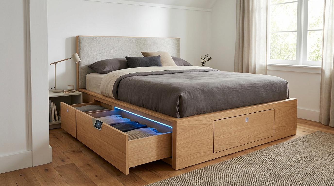 Mẫu giường bục tích hợp nhiều ngăn kéo thông minh cho không gian nhỏ