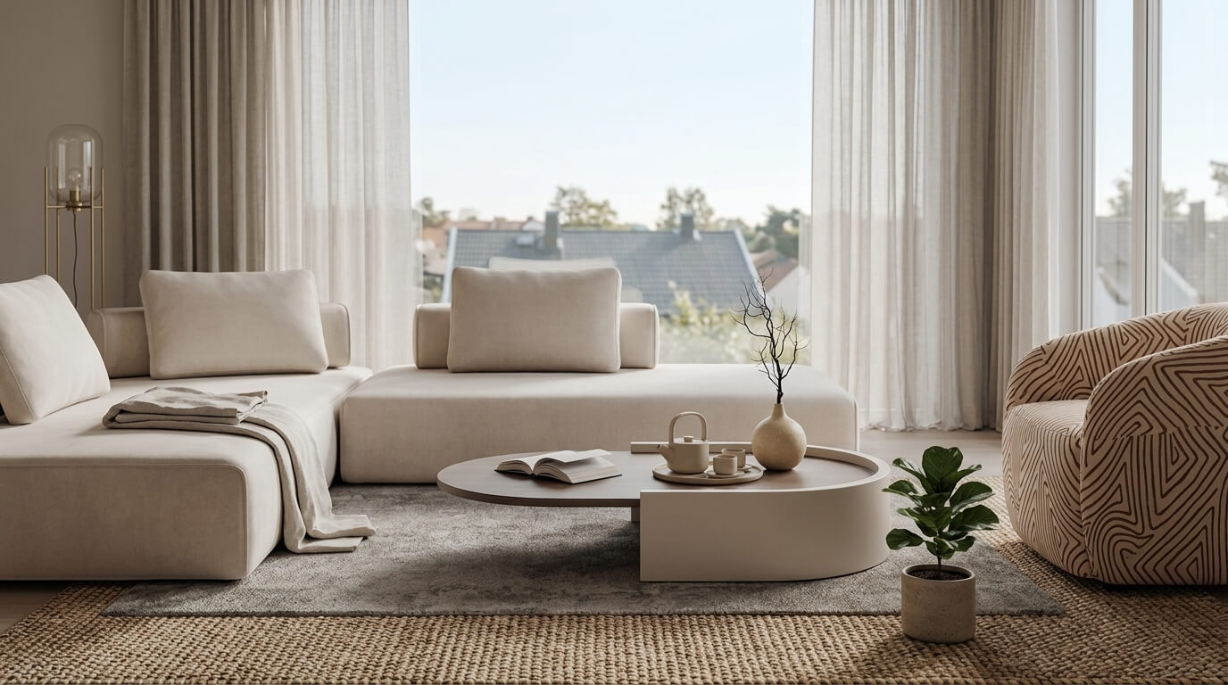 Bộ bàn ghế uống trà phong cách Bắc Âu Scandinavian với tông gỗ sáng tối giản