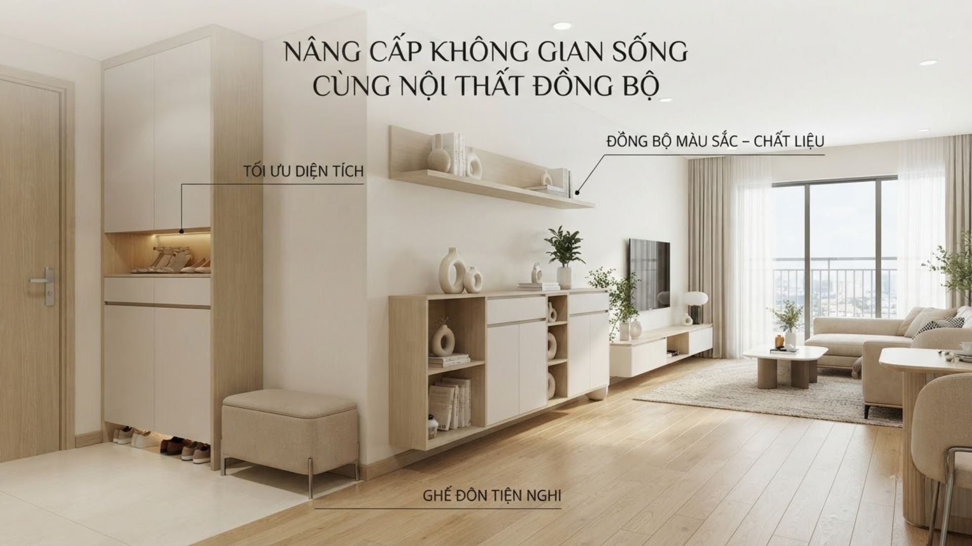 Nâng cấp không gian sống với tủ giày thông minh, nội thất đồng bộ, ghế đôn thay giày và thiết kế tối ưu diện tích