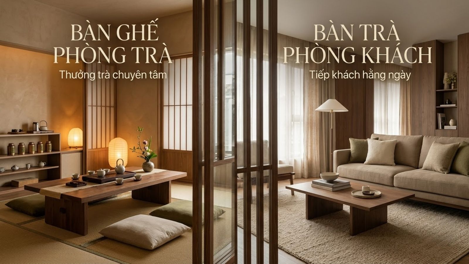 So sánh bàn ghế phòng trà truyền thống với bàn trà phòng khách hiện đại