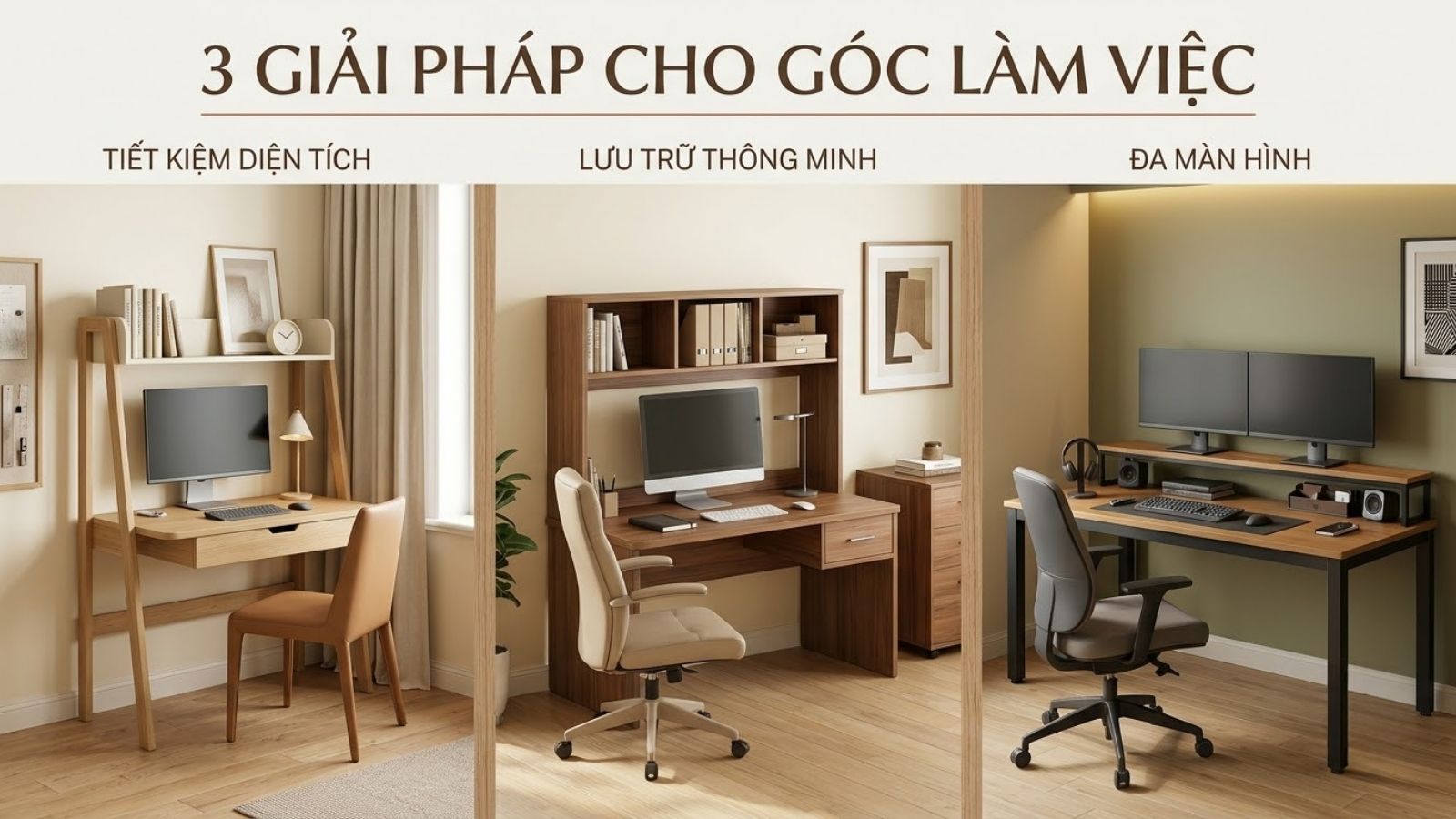Các mẫu bàn làm việc 2 tầng tiết kiệm diện tích, tăng lưu trữ và hỗ trợ sử dụng nhiều màn hình.
