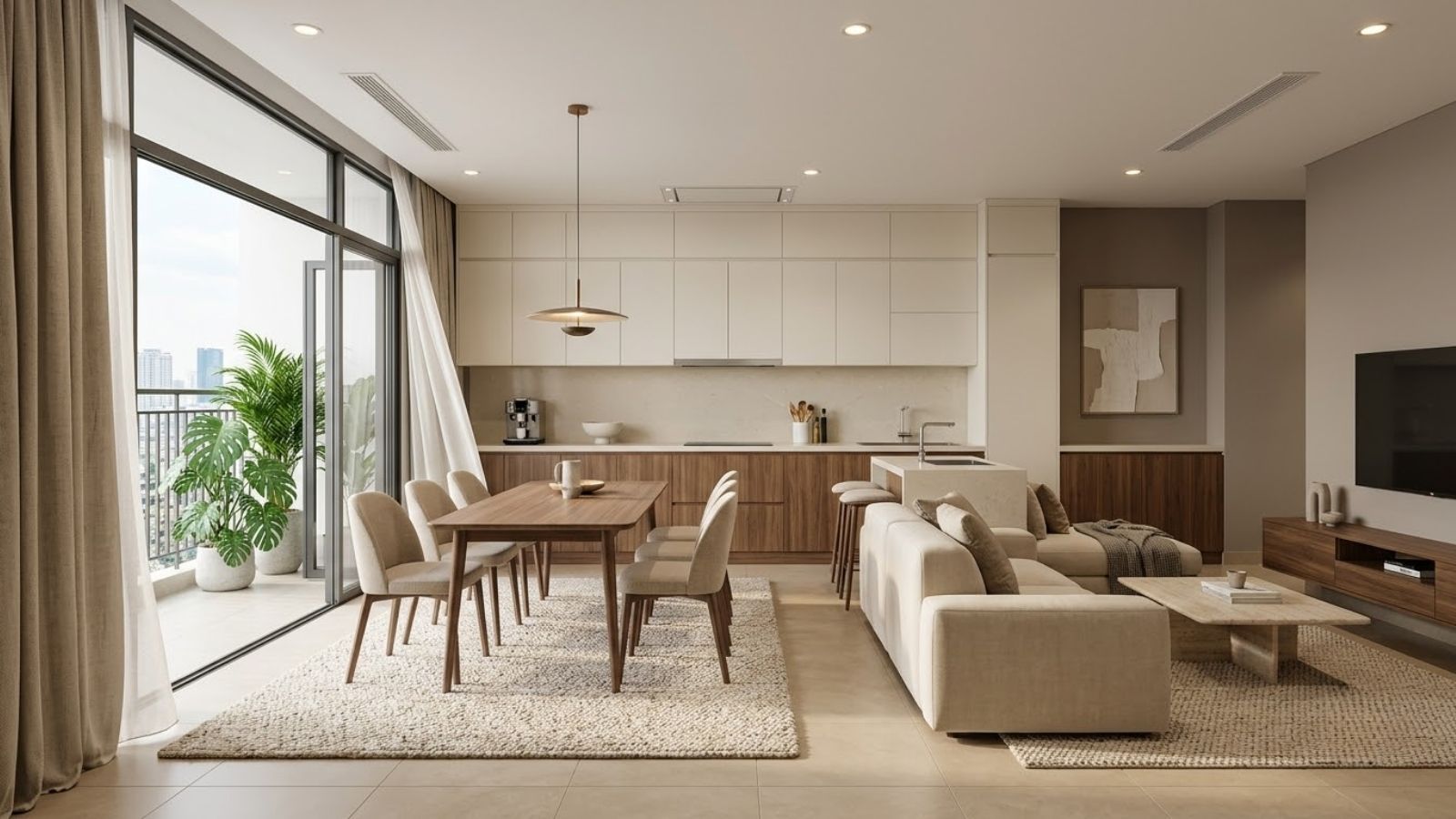 Giải pháp xử lý mùi và thông gió phòng khách liền bếp 50m2