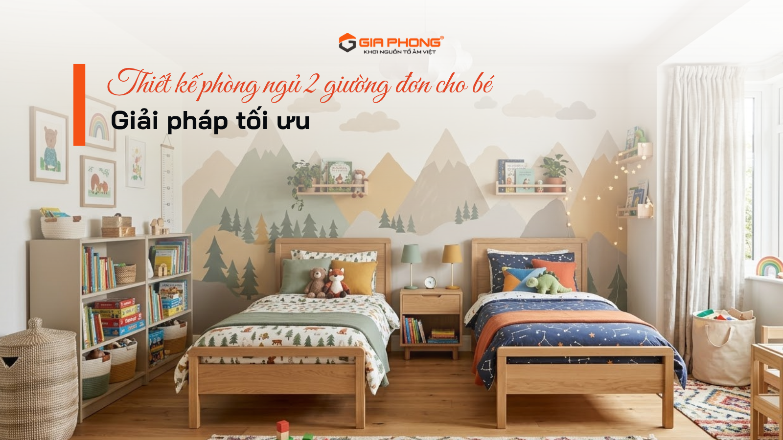 Thiết kế phòng ngủ 2 giường đơn cho bé: Giải pháp tối ưu